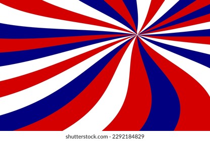 Sunray with red white blue flag colors Background. United State of America, France, Thailand, New Zealand, Netherlands, British, Great Britain, and Australia.