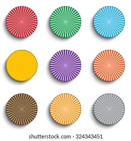 Sunrays, sunburst abstract colorful wide background. Color burst backdrop. Vector illustration sun beam ray sunburst pattern background. Sunny day. Radial rays for your design. 