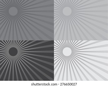 Sunrays, sunburst abstract grey wide background. Color burst backdrop. Vector illustration sun beam ray sunburst pattern background. Sunny day. Radial rays for your design. 