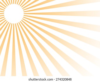 Sunrays, sunburst abstract orange wide background. Color burst backdrop. Vector illustration sun beam ray sunburst pattern background. Sunny day. Radial rays for your design. 