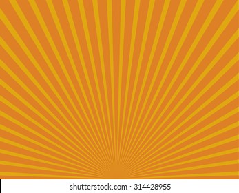 Sunrays, sunburst abstract yellow wide background. Color burst backdrop. Vector illustration sun beam ray sunburst pattern background. Sunny day. Radial rays for your design. 