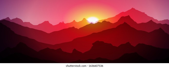 sunrice mountains eps 10 illustration background View - vector art