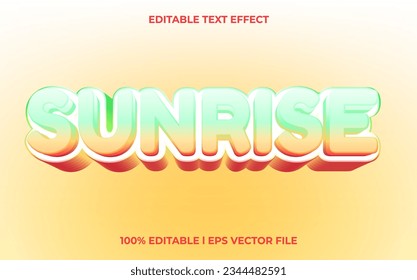 Sunrise 3d text effect with blue ice theme. bright typography for products tittle
