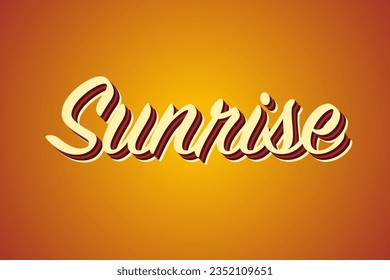 Sunrise 3D text effect template in orange background