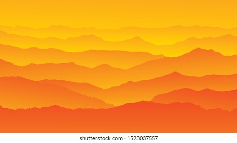 Sunrise abstract background landscape  misty fog mountain slopes  Abstract gradient background  Vector illustration 