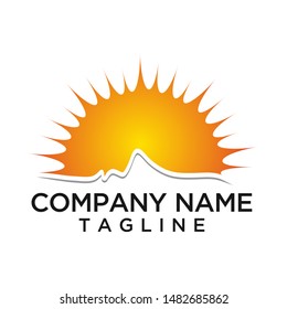 Sunrise with an abstract face vector logo.