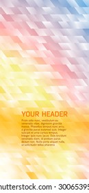 Sunrise abstract geometric mosaic background with place of text. Design elements Vector illustration EPS 10 for booklet layout page, leaflet template, vertical banner