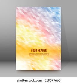 Sunrise abstract geometric mosaic background with place of text. Design elements Vector illustration EPS 10 for booklet layout page, leaflet template, vertical banner