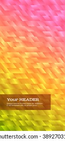 Sunrise abstract geometric mosaic background with place of text. Design elements Vector illustration EPS 10 for booklet layout page, leaflet template, vertical banner