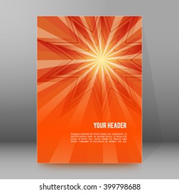 Sunrise abstract geometric mosaic background with place of text. Design elements Vector illustration EPS 10 for booklet layout page, leaflet template, vertical banner