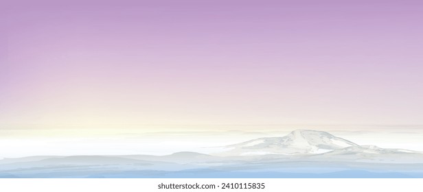 Sunrise. Aerial landscape. Vector background in soft pastel colours. Watercolor textured vector banner. 