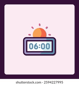 Sunrise alarm clock with digital display icon representing morning time