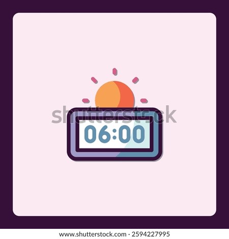 Sunrise alarm clock with digital display icon representing morning time