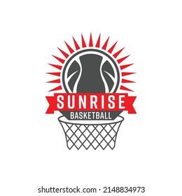 Ilustración del vector de diseño del logotipo de baloncesto de Sunrise