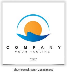 sunrise beach logo premium elegant template vector eps 10