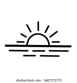 Sunrise. Black-white set minimalistic set. Simple vector illustration on a white background.