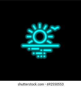 Sunrise blue glowing neon ui ux icon. Glowing sign logo vector