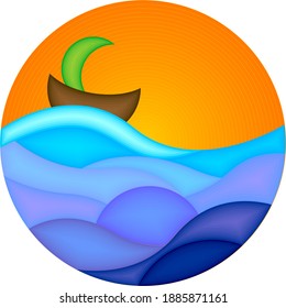 Sunrise in the blue ocean