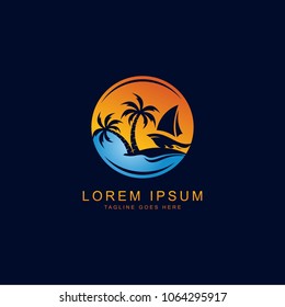 sunrise boat logo template