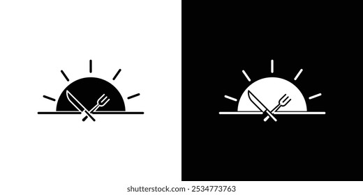 Sunrise Breakfast Ícone logotipo linear isolado
