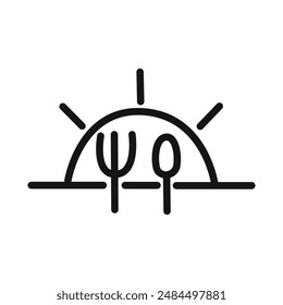 Sunrise Breakfast Icon linear vector graphics sign