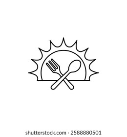 Sunrise Breakfast Icon Vector logo set flat