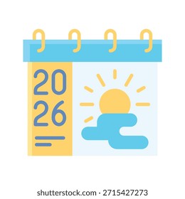 Ícone de Estilo Plano da Ilustração Vetorial do Calendário da Nascer 2026