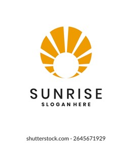 Sunrise circle logo with rays in minimalist style
