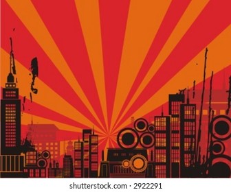 Sunrise cityscape silhouette background series. Check my portfolio for much more of this series.