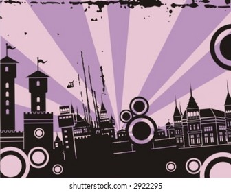 Sunrise cityscape silhouette background series. Check my portfolio for much more of this series.