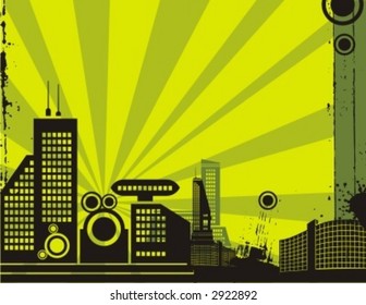 Sunrise cityscape silhouette background series. Check my portfolio for much more of this series as well as thousands of similar and other great vector items.