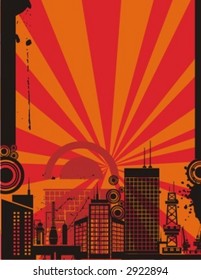 Sunrise cityscape silhouette background series. Check my portfolio for much more of this series as well as thousands of similar and other great vector items.