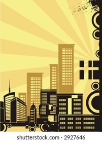 Sunrise cityscape silhouette background series. Check my portfolio for much more of this series as well as thousands of similar and other great vector items.