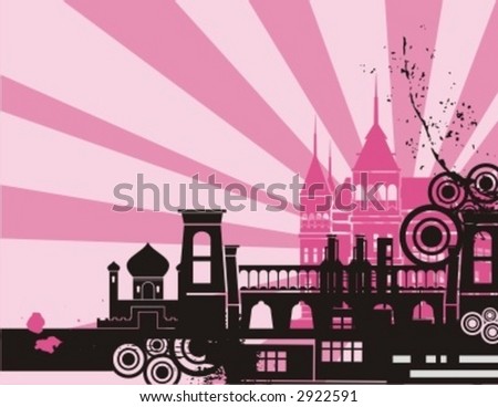 Sunrise cityscape silhouette background series. Check my portfolio for much more of this series as well as thousands of similar and other great vector items.