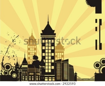 Sunrise cityscape silhouette background series. Check my portfolio for much more of this series as well as thousands of similar and other great vector items.