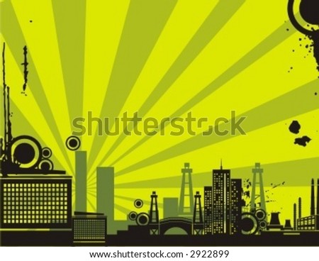 Sunrise cityscape silhouette background series. Check my portfolio for much more of this series as well as thousands of similar and other great vector items.