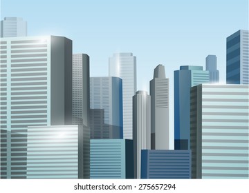 Sunrise cityscape vector stock illustration background