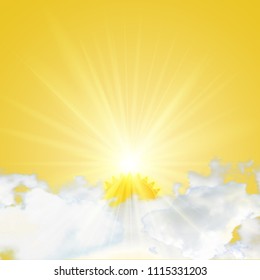 sunrise and clouds in the mornight. vector illustration.