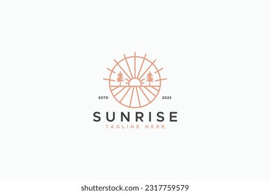 Sunrise Countryside Rural View Field Agriculture Landscape Logo