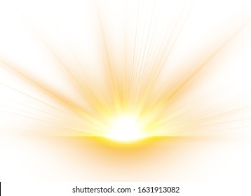 Sunrise, dawn. Sunlight a translucent special design of the light effect. Vector illustration.