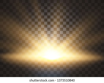 Sunrise, dawn. Vector transparent sunlight. Special lens flare light effect.