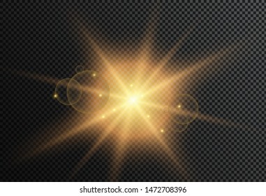 Sunrise, dawn. Vector transparent sunlight. Special lens flare light effect