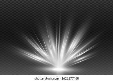 Sunrise, dawn. Vector transparent sunlight. Special lens flare light effect.