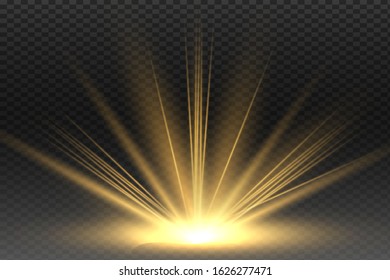 Sunrise, dawn. Vector transparent sunlight. Special lens flare light effect.