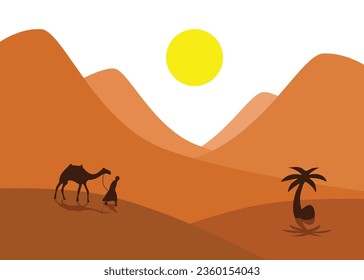 Sunrise in the dessert sand dune flat abstract design for painting wall decoration