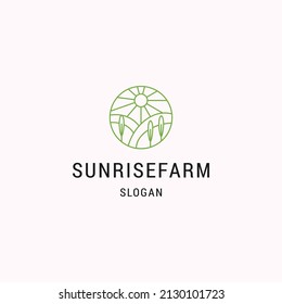Sunrise farm logo icon flat design template