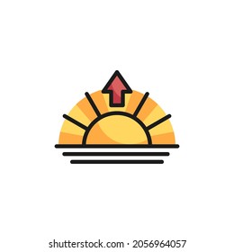 Sunrise filled outline icon, sun rising line vector sign, linear colorful pictogram isolated on white. Symbol, logo illustration. Vector graphics