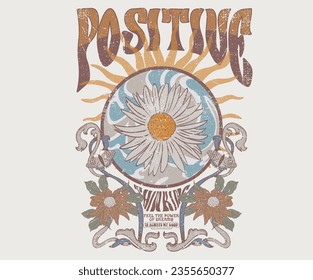 Sunrise with flower print design for apparel, sticker, batch, background, poster and others.