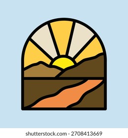 Design de t-shirt da arte vetorial da ilustração gráfica do nascer do sol