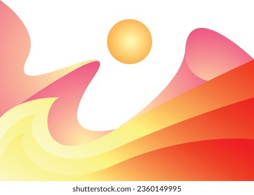 Amanecer con campo de césped diseño abstracto plano para pintar la decoración de paredes